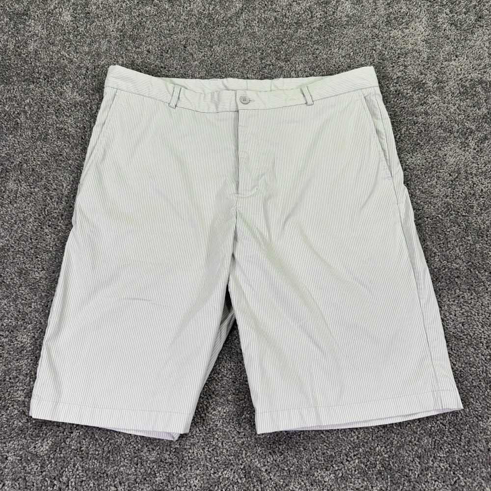 Slazenger Shorts Mens 36 Gray Striped Chino Lightweight Stretch Summer Golf
